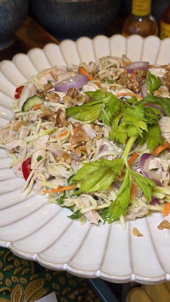 Poached Chicken with Young Mango Kerabu & Tamarind Dressing